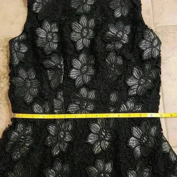Greylin Lace Crochet Faux Leather Floral Peplum Top - Picture 5 of 10